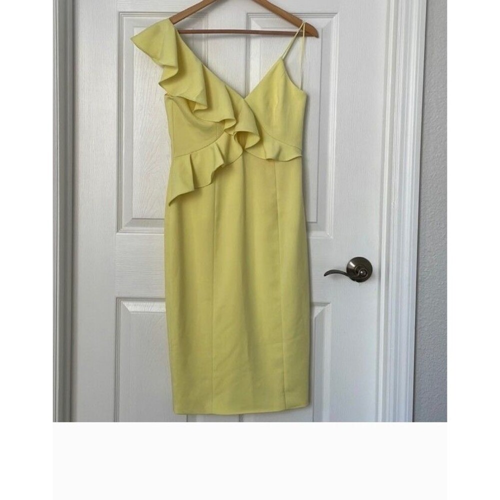 Jaygodfrey yellow ruffled midi dress interview pageant sz S or 6